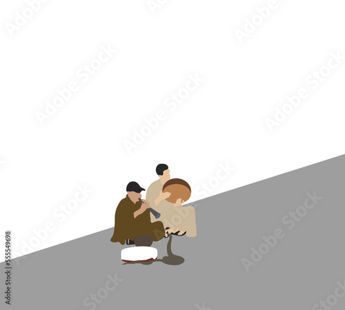 Snake charmer is playing a traditional musical instrument hypnotizing king cobra snakes in an ancient cultural ritual.