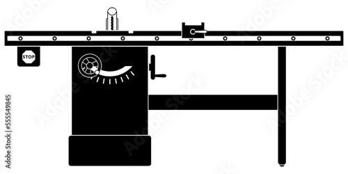 Tablesaw / Woodworking equipment. Simple illustration, line art, clipart, geometric, icon, object, shape, symbol, etc. PNG with transparent background. Design elements for websites and other graphics. photo