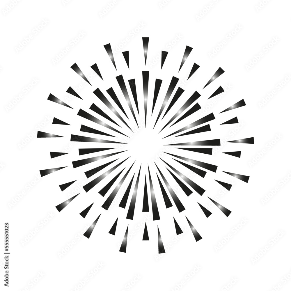 Obraz premium Doodle rays from triangles. Geometric art. Round shape. Vector illustration. Stock image.