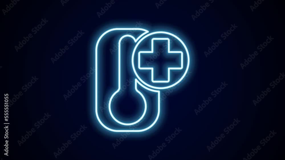 Glowing neon line Meteorology thermometer measuring heat and cold icon isolated on black background. Thermometer equipment showing hot or cold weather. 4K Video motion graphic animation Glowing neon line Meteorology thermometer measuring heat and cold icon isolated on black background. Thermometer equipment showing hot or cold weather. 4K Video motion graphic animation