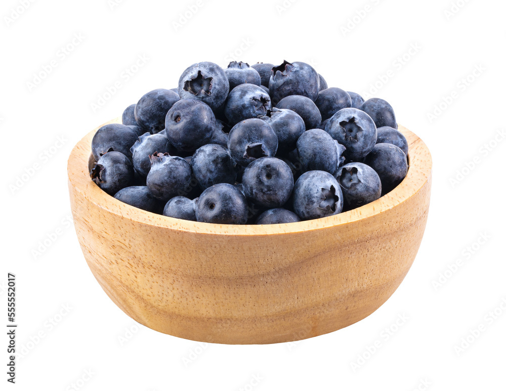 Blueberries in wood bowl isolated on transparent png Blueberries in wood bowl isolated on transparent png