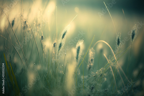 fuzzy background with hazy grass in focus. Generative AI