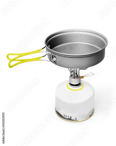Collection of modern steel camping pan