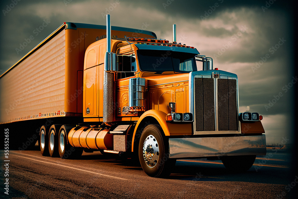 Semi Truck on Highway - Generative AI Semi Truck on Highway - Generative AI