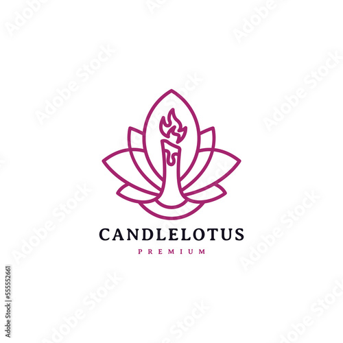 Lotus flower with candle mix for spa logo design