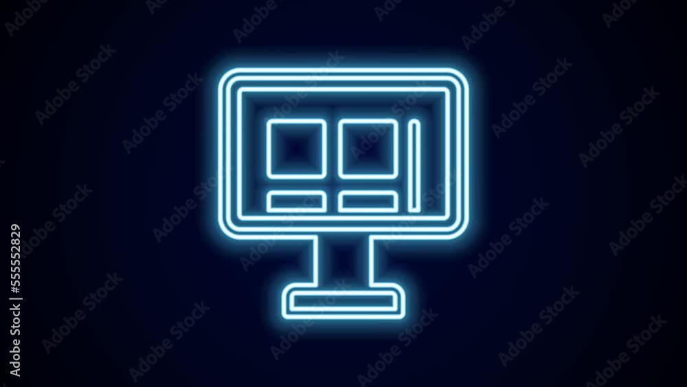 Glowing neon line Online shopping on screen icon isolated on black background. Concept e-commerce, e-business, online business marketing. 4K Video motion graphic animation Glowing neon line Online shopping on screen icon isolated on black background. Concept e-commerce, e-business, online business marketing. 4K Video motion graphic animation