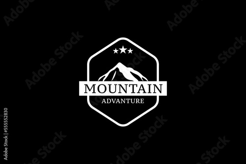 Mountain Logo Emblem. Adventure Retro Vector Illustration.