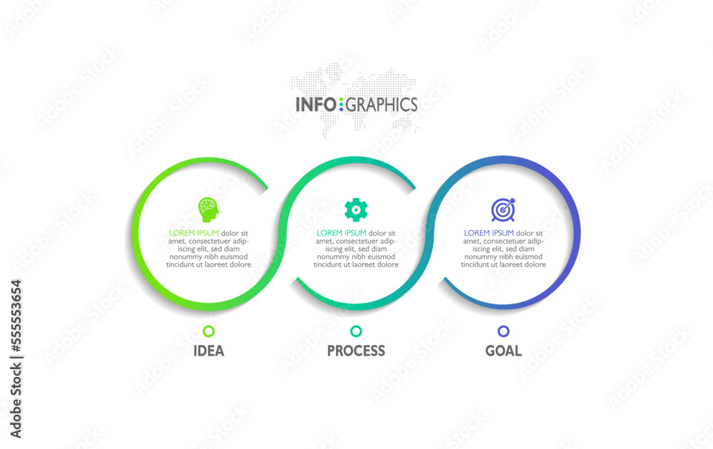 Vector design circular infographic business with 3 step