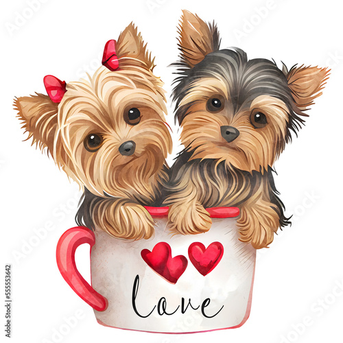 Valentine Yorkshire Terrier Couple photo