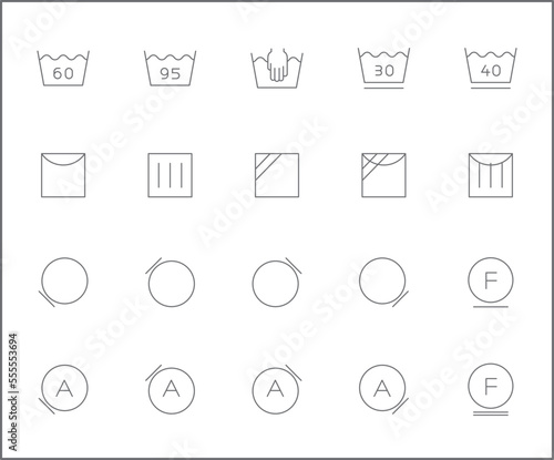 Simple Set of laundry Related Vector Line Icons.
Vector collection of washing, ironing, dry, cleaning, housework, care, fabric, housekeeping, bleach and design elements symbols or logo element.