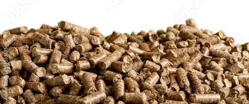 Fotografija Hot burning wood chip pellets