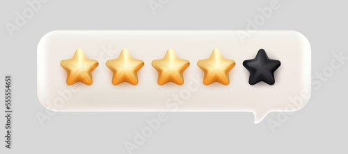 one of five gold stars rating bubble chat 3d mesh vector