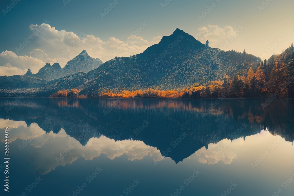 lake and mountains In Autmn 