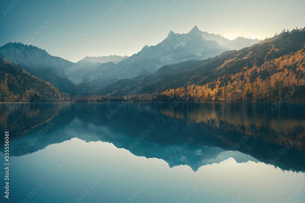lake and mountains In Autmn 