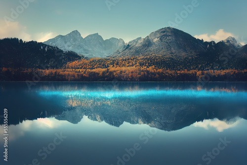 lake and mountains In Autmn 