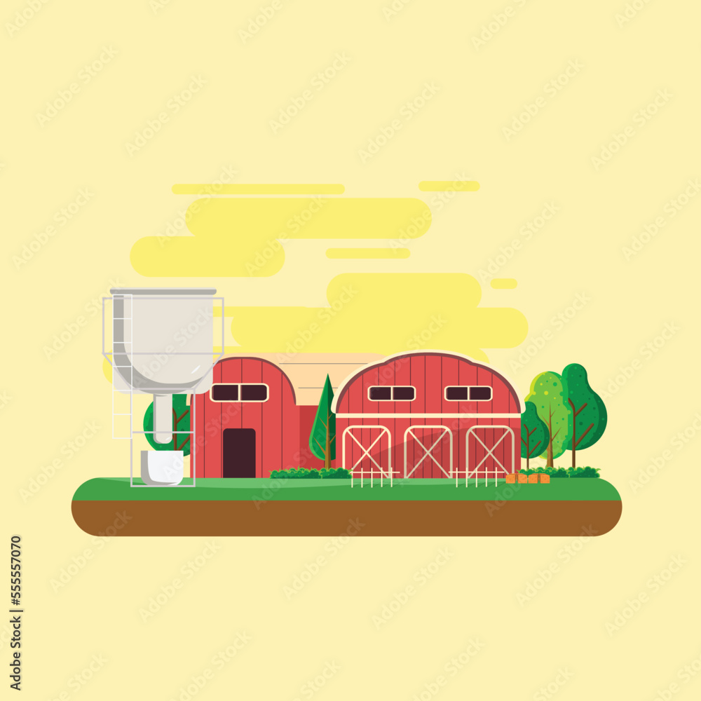 vector illustration of farm with flat design style