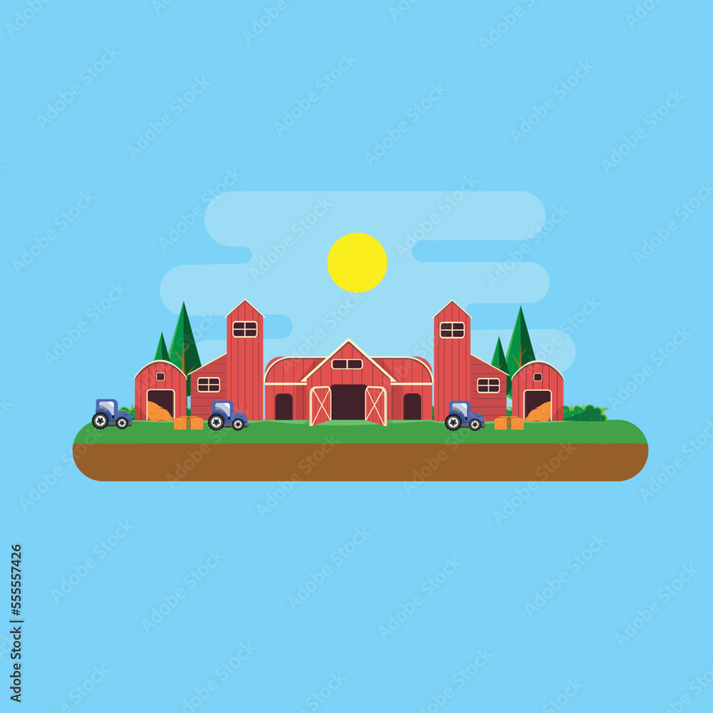 vector illustration of farm with flat design style