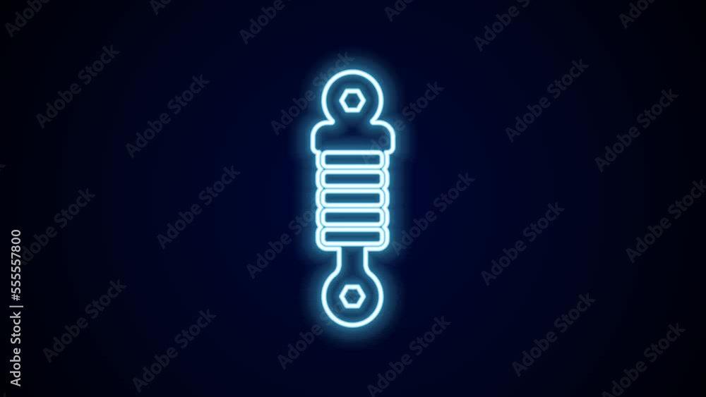 Glowing neon line Shock absorber icon isolated on black background. 4K Video motion graphic animation Glowing neon line Shock absorber icon isolated on black background. 4K Video motion graphic animation