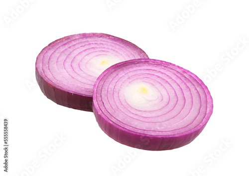 Sliced red onion rings on transparent png
