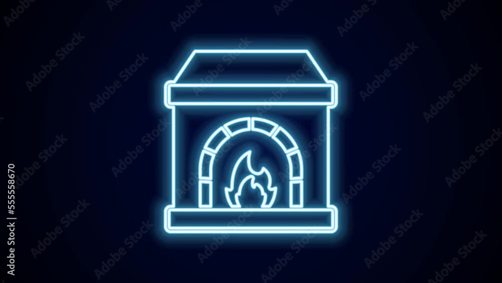 Glowing neon line Blacksmith oven icon isolated on black background. 4K Video motion graphic animation Glowing neon line Blacksmith oven icon isolated on black background. 4K Video motion graphic animation