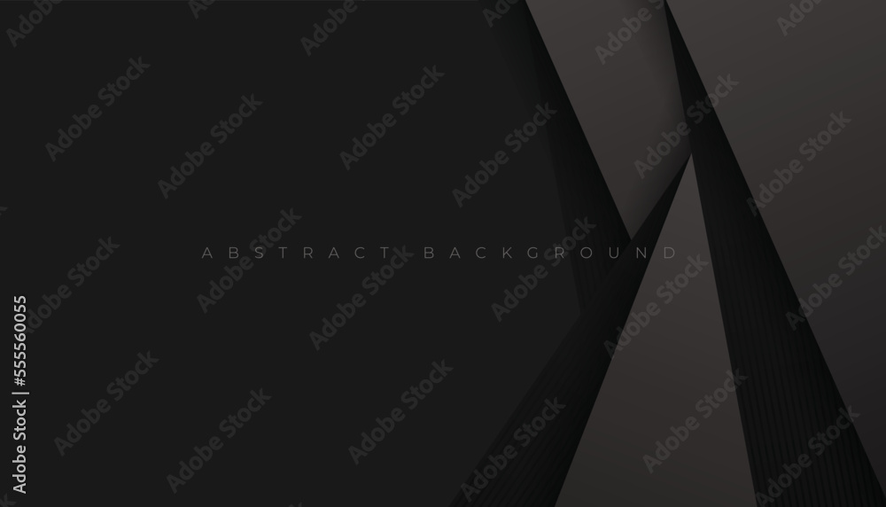 Abstract Black Background with Geometric Dark Gray Paper Layers, Diagonal Stripes Decoration. Minimal Design. Decoration for Business Presentation. Vector Illustration Abstract Black Background with Geometric Dark Gray Paper Layers, Diagonal Stripes Decoration. Minimal Design. Decoration for Business Presentation. Vector Illustration