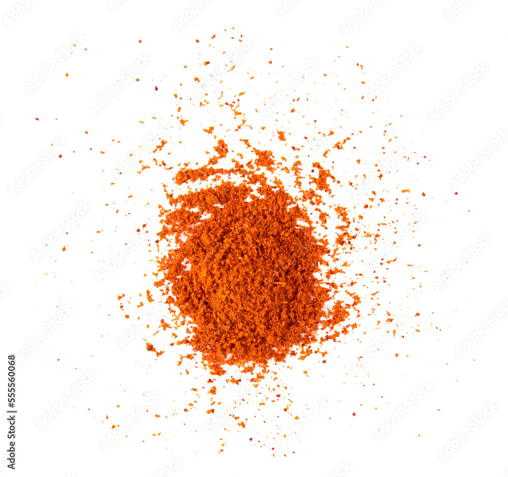 Crushed red chili pepper isolated on transparent png - obrazy, fototapety, plakaty 