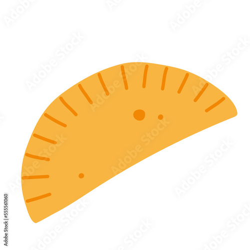 Empanada. Latino American and spanish fried pie. Hand-drawn colored flat vector illustration isolated on white background.