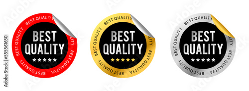 label Best Quality in gold and silver premium sticker design. vector illustration