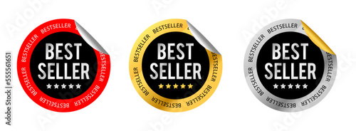 label Bestseller in gold and silver premium sticker design. vector illustration photo