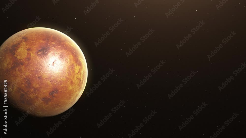 Planet Venus Moving On The Outerspace In Dark Starry Night. Close up Planet Venus Moving On The Outerspace In Dark Starry Night. Close up