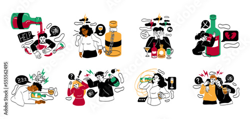 Alcohol abuse and addiction concept