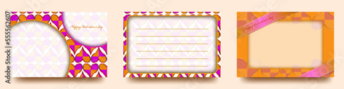 メッセージが書ける　ハートのイラスト ベクターテンプレートカードセット/Valentine/ポストカード　メッセージカード/Postcard/はがきテンプレート/DM/手紙