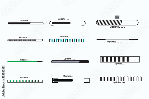 Various Update system upgrade vector design with progress bar