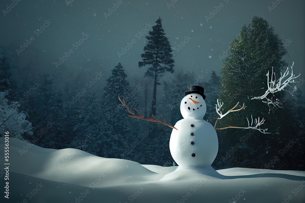 Fototapeta premium Winter landscape with Snowman