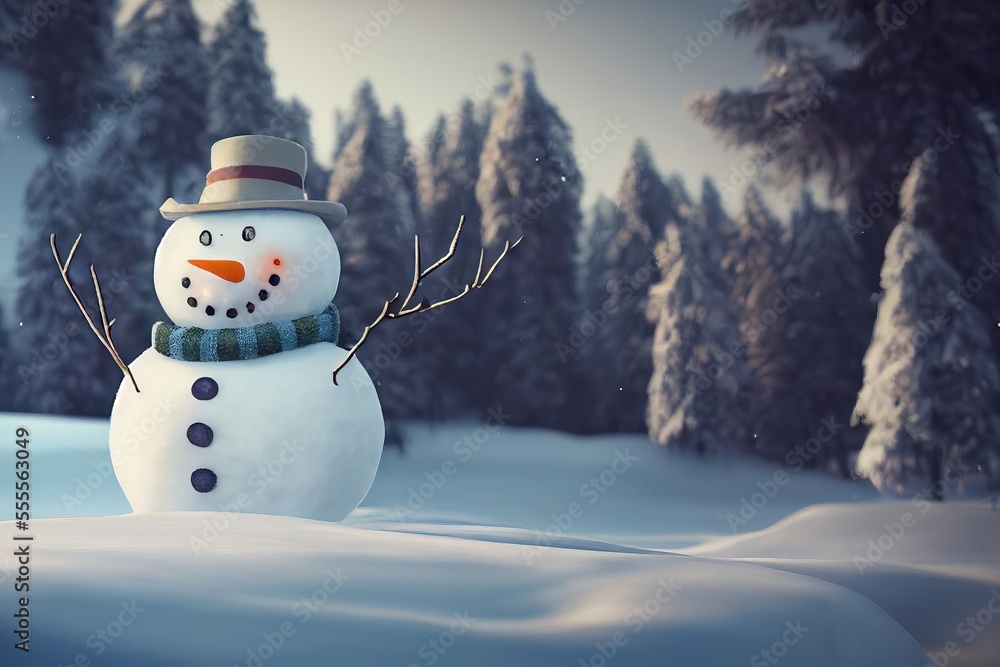 Obraz premium Winter landscape with Snowman