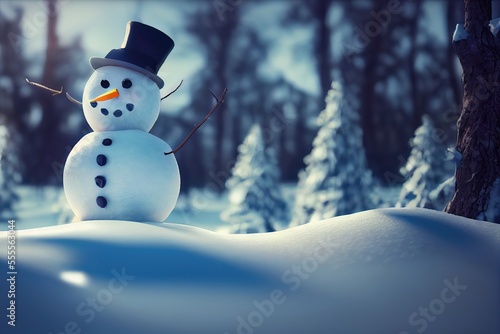 Winter landscape with Snowman