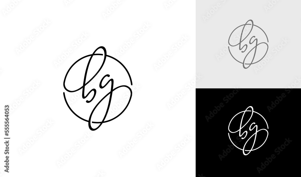 Simple and minimalist handwritting BG monogram logo design vector Simple and minimalist handwritting BG monogram logo design vector