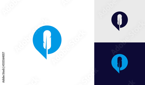 Simple chat logo or message icon with feather shape