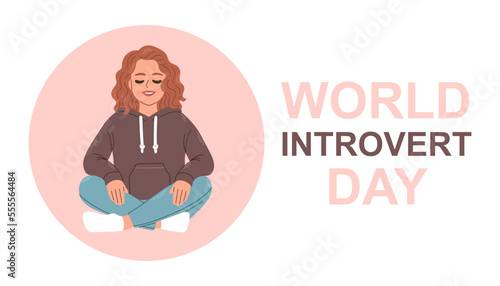 World Introvert Day. January 2. Holiday concept. Template for background, banner, card, poster. Vector EPS10