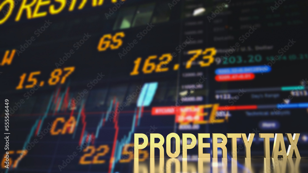 Obraz premium The gold property tax on business background 3d rendering