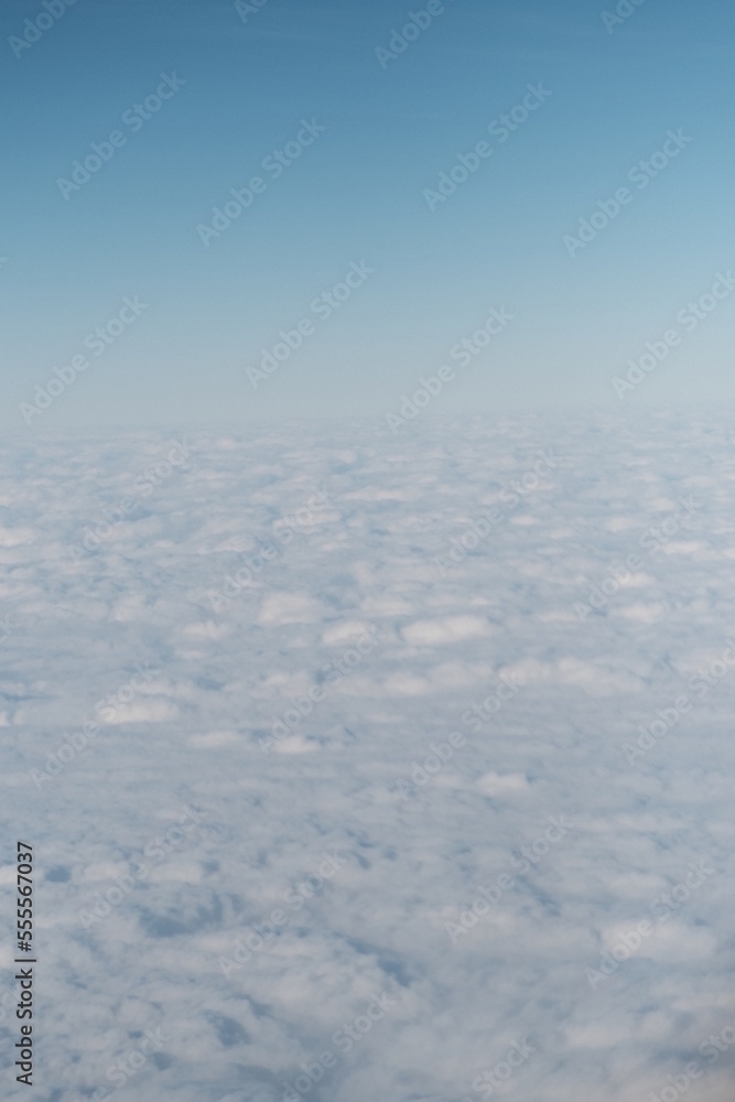 Clouds outside airplane window
