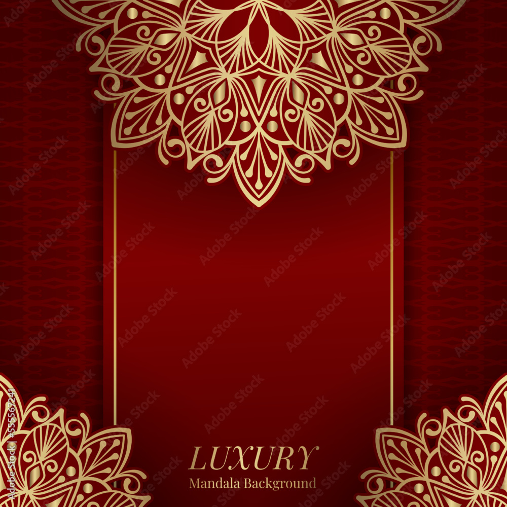Red luxury background, with mandala ornament Red luxury background, with mandala ornament
