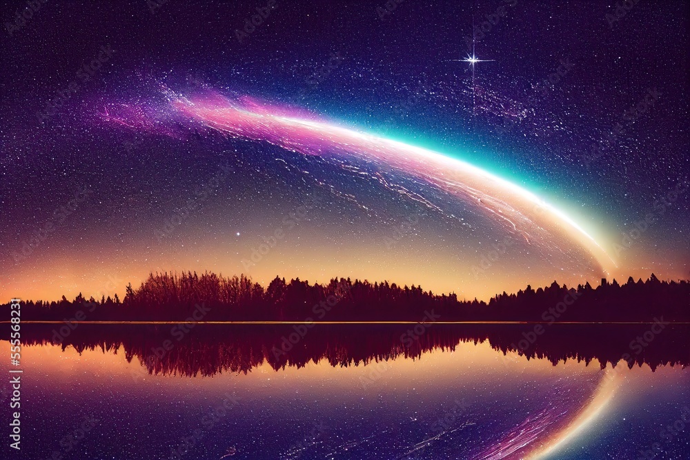 Starry Sky shines in Christmas, Genarative AI Starry Sky shines in Christmas, Genarative AI