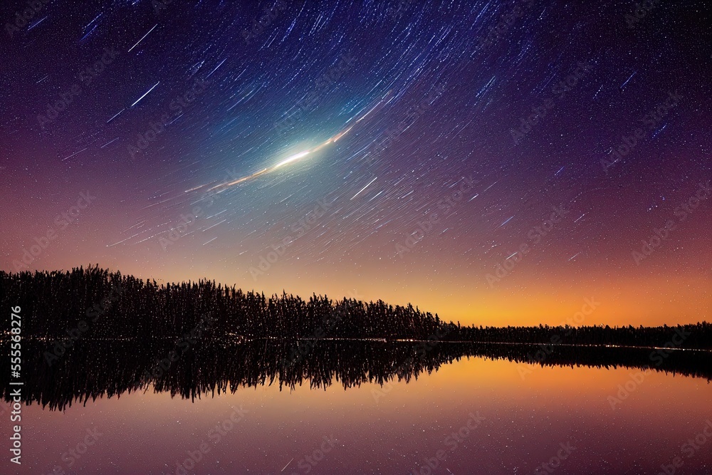 Naklejka premium Starry Sky shines in Christmas, Genarative AI