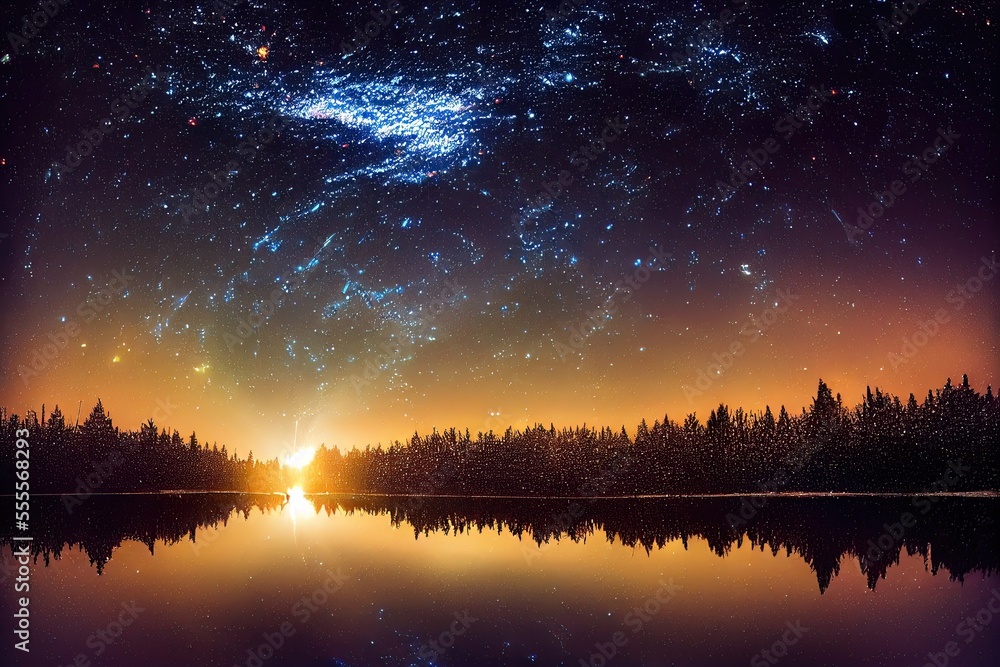 Naklejka premium Starry Sky shines in Christmas, Genarative AI