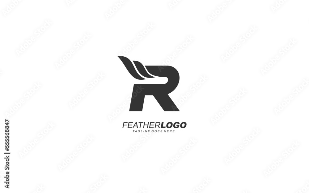 R logo wing for identity. feather template vector illustration for your brand. R logo wing for identity. feather template vector illustration for your brand.