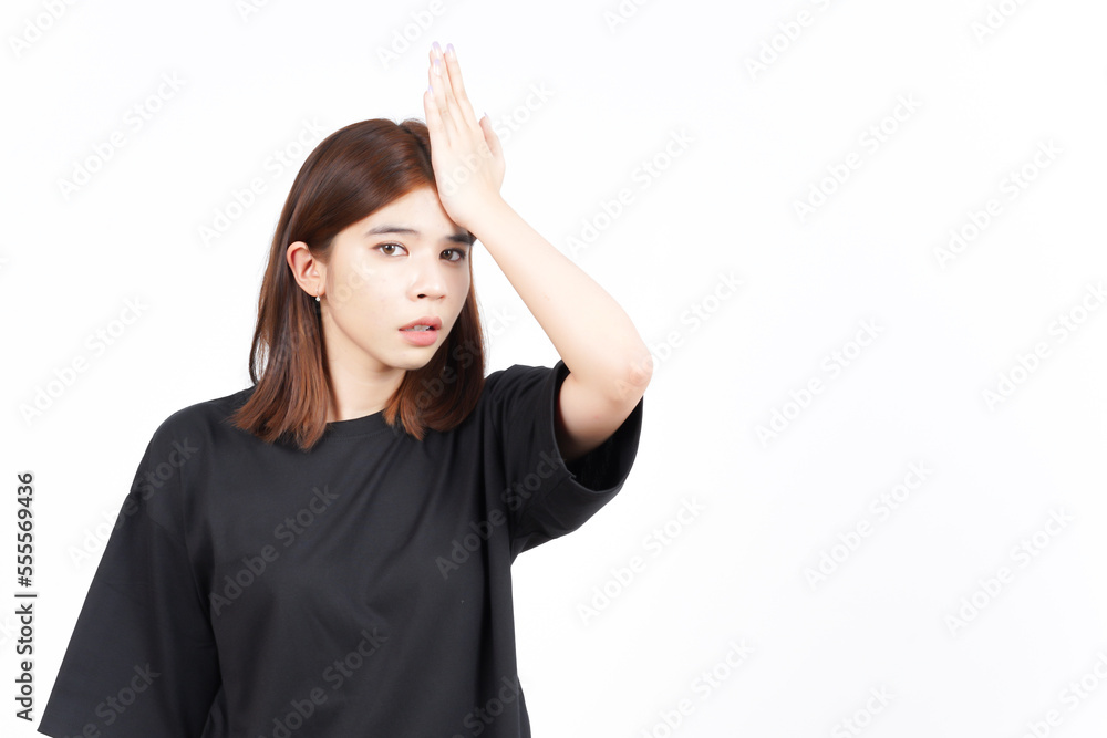 Confused and Forget Something Of Beautiful Asian Woman Isolated On White Background Confused and Forget Something Of Beautiful Asian Woman Isolated On White Background