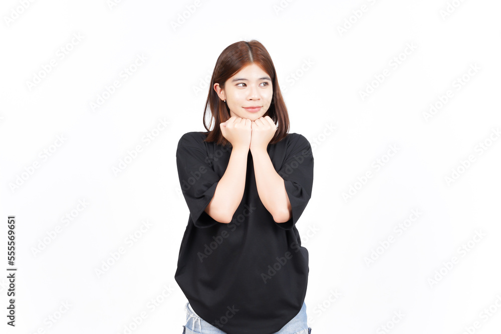 Smile Face Expression and Looking away Of Beautiful Asian Woman Isolated On White Background Smile Face Expression and Looking away Of Beautiful Asian Woman Isolated On White Background
