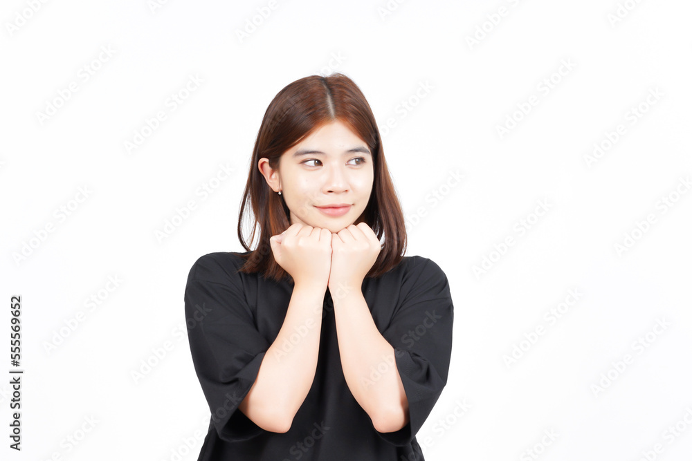 Smile Face Expression and Looking away Of Beautiful Asian Woman Isolated On White Background Smile Face Expression and Looking away Of Beautiful Asian Woman Isolated On White Background