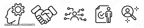 Conjunto de iconos de administración. Administrador, configuración, buscar ayuda, conectividad. Ilustración vectorial
